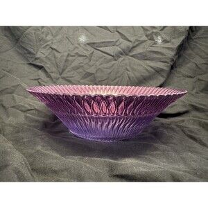 Vintage Federal Glass Diana Pattern Amethyst Ribbed Serving Bowel
